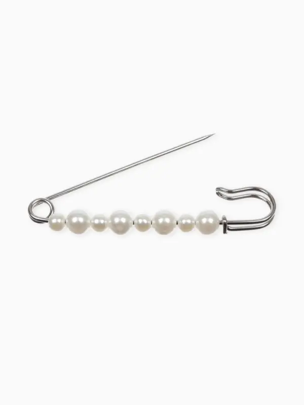 Булавка &laquo;Жемчужная дорожка&raquo;, 8 см (&plusmn; 0.5 см), белая в серебре