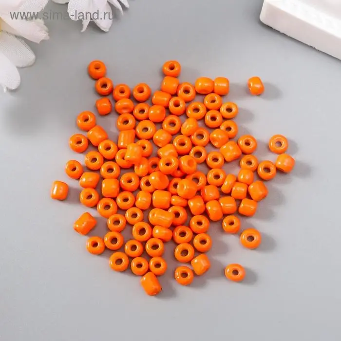 Бисер круглый 6/0  Бисер круглый 6/0 "Оранжевый" 20 гр