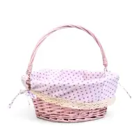 Корзина плетеная 32 х 32 х 14 см, ручка h=14 см розовый  ткань