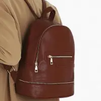 Рюкзак женский на молнии, с карманом, размер 27&times;13.5&times;33 см, коричневый