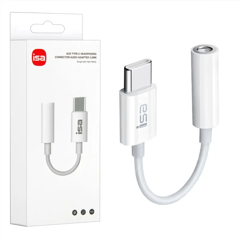 Переходник AC-02 Type C-AUX 3.5mm ISA (264 шт/кор) Переходник AC-02 Type C-AUX 3.5mm ISA (264 шт/кор)