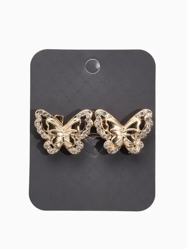 Зажим для кардигана Зажим для кардигана "Ажур", бабочка, искра, цвет белый в золоте