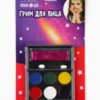 Грим для лица и тела 6 цветов + гель с блёстками, аппликатор