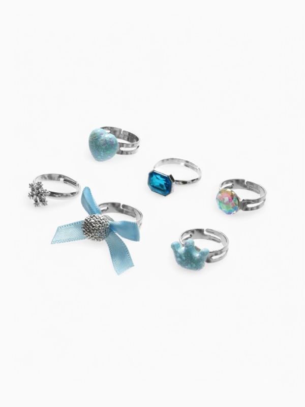 Кольца детские Кольца детские "Выбражулька" набор 6шт,зимняя принцесса ассорти, форма и цвет МИКС, б-р