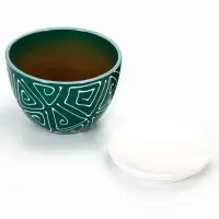 Горшок цветочный &laquo;Абстракция&raquo;, керамический, с поддоном, 1.65 л, d=17 см, h=13 см, зелёный