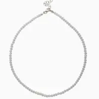 Чокер из бисера &laquo;Хрусталь&raquo;, белый в серебре, 36 см + 5 см доп, цепочка