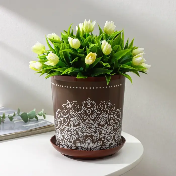 Горшок для цветов с поддоном Доляна «Кракле», 1,6 л, d=14 см, h=15,5 см, цвет коричневый Горшок для цветов с поддоном Доляна «Кракле», 1,6 л, d=14 см, h=15,5 см, цвет коричневый