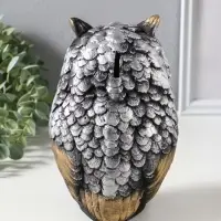 Копилка для денег &laquo;Филин Филя&raquo;, гипс, 13&times;13&times;20 см, серебро с бронзой