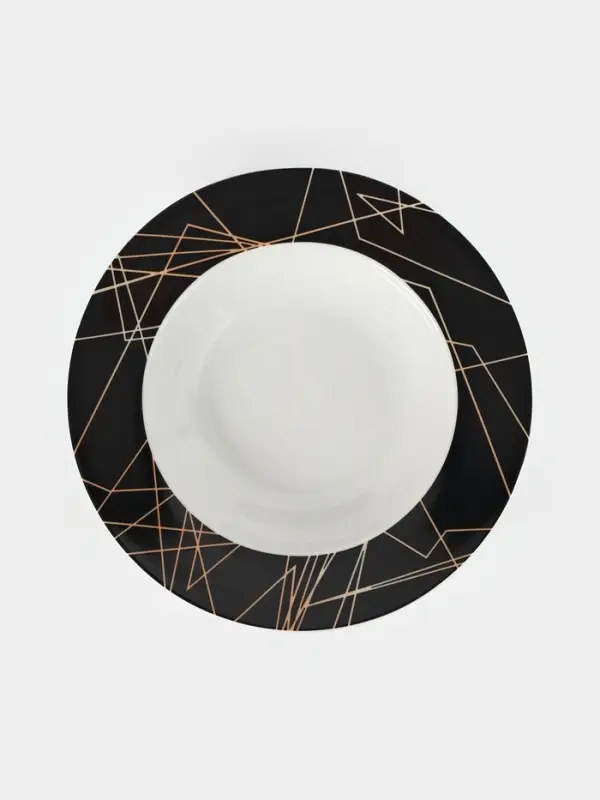 Тарелка глубокая Доляна &laquo;Кассиопея&raquo;, 300 мл, d=21 см, керамика, белая, чёрная