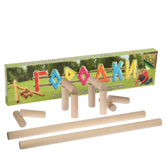 Игра  Игра "Городки", биты 2 шт 49х2.5 см, городки 10 шт 9х2.5 см