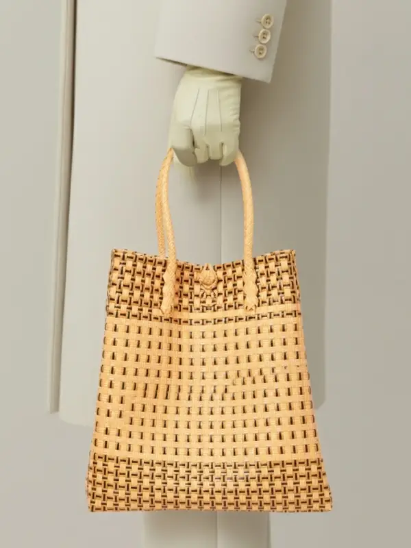 Сумка плетёная, 40&times;20&times;55 см, пластик, бежевая