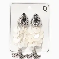 Серьги "Морской мир" чешуя рыбки, цвет белый в серебре