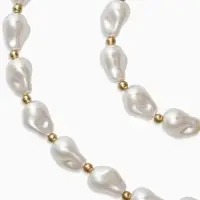 Набор 2 пред-та: бусы,браслет "Жемчуг барочный", капля, 40/18см, цвет белый в золоте Набор 2 пред-та: бусы,браслет "Жемчуг барочный", капля, 40/18см, цвет белый в золоте