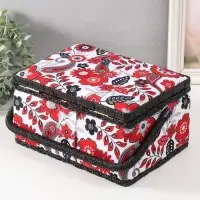 Шкатулка для рукоделия и шитья &laquo;Народный цветочный узор&raquo;, хранение ниток, иголок, мелочи, 19&times;26&times;14.5 см