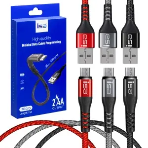 Кабель USB на MicroUSB 1m 2.4A LUX алюминий/нейлон DC-R02 ISA красный