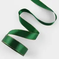 Лента атласная, с золотым люрексом, 25 мм, 23&plusmn;1 м, зелёная №049