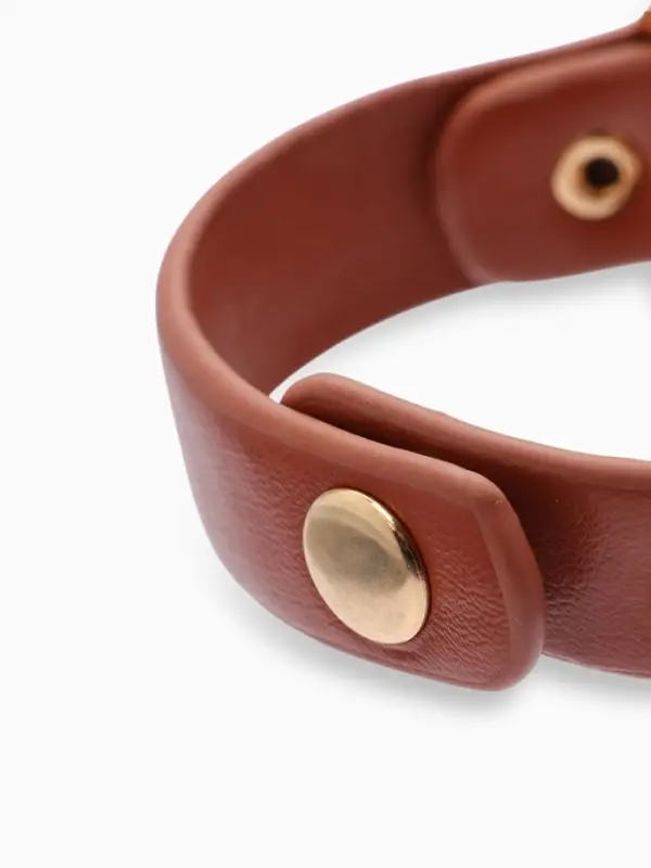 Браслет кожаный &laquo;Помпеи&raquo;, L=21 см, заклёпки, коричневый в золоте