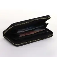 Кошелёк женский на молнии 19&times;2.5&times;10.5 см, с цветочным принтом, чёрный