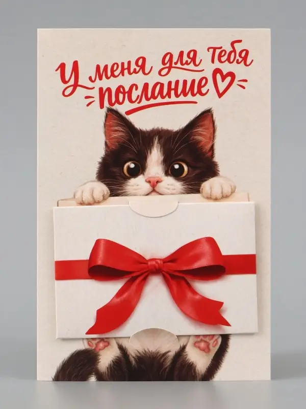 Открытка средняя с конвертом для денег &laquo;Послание для тебя&raquo;, 12&times;18 см, котёнок