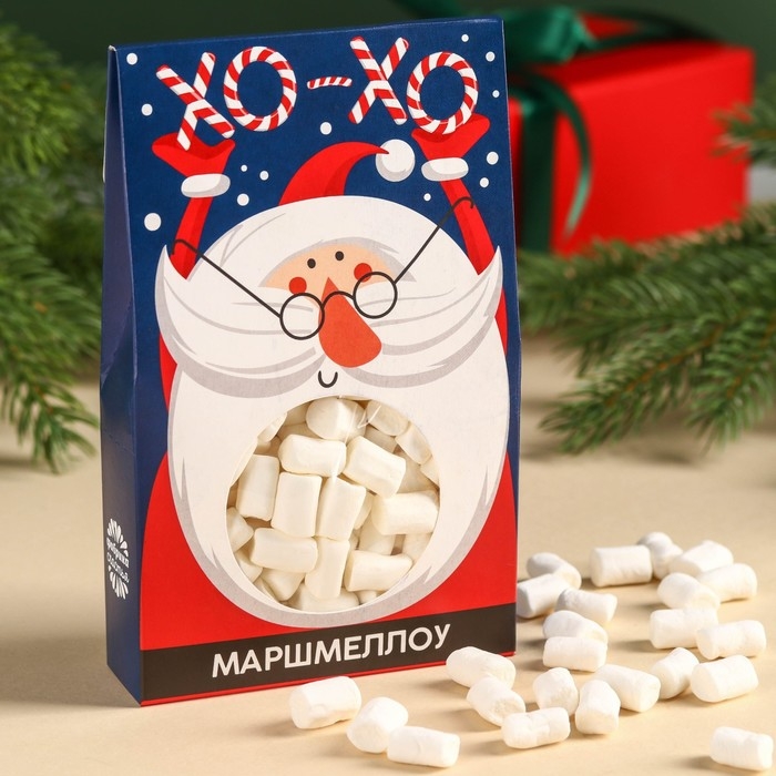 Новый год! Маршмеллоу в коробке ХО-ХО, со вкусом пломбира, 55 г. Новый год! Маршмеллоу в коробке ХО-ХО, со вкусом пломбира, 55 г.