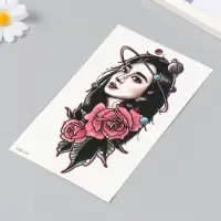Переводная тату на тело «Девушка, космос и розы», 12×18.8 см