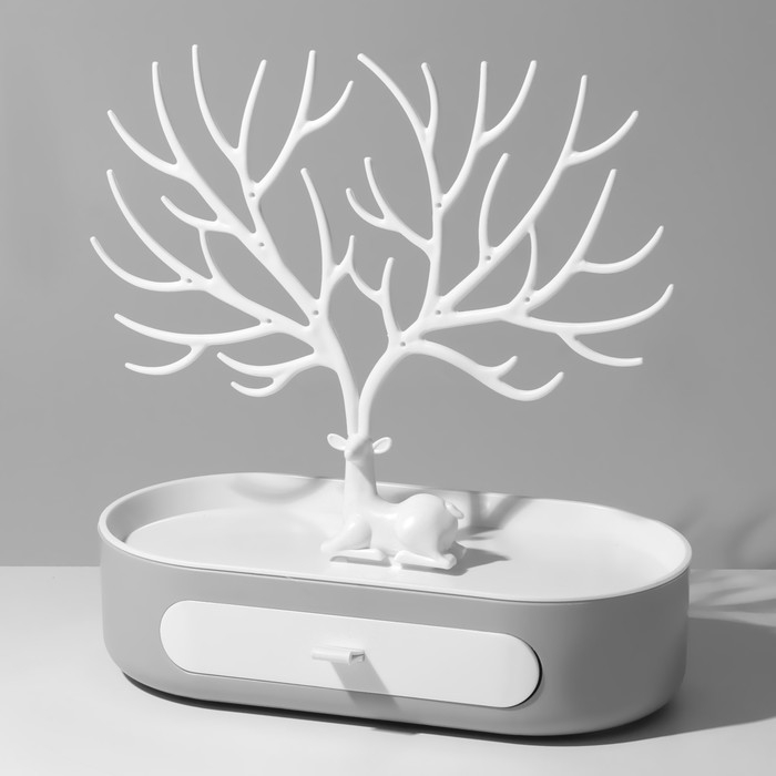 Подставка для украшений Queen fair «Олень», овальная подставка, 25×12,5×26 см, цвет серо-белый Подставка для украшений Queen fair «Олень», овальная подставка, 25×12,5×26 см, цвет серо-белый