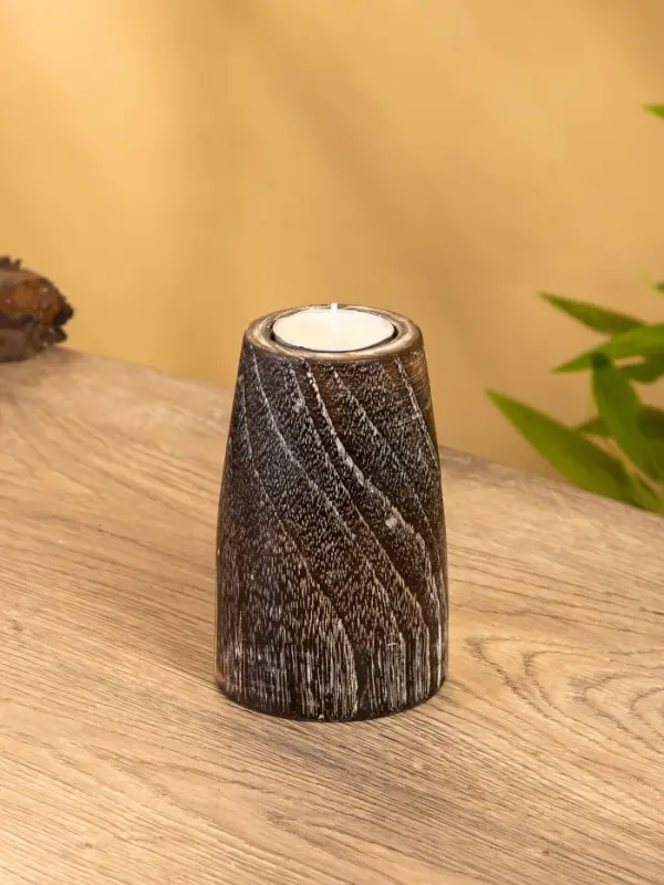 Подсвечник, d=4 см, 9&times;9&times;12 см, дерево джати, тёмно-коричневый