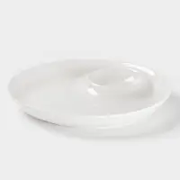Блюдо с соусником Доляна White Label, d=25 см, фарфор, белое