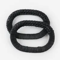 Ручки для сумок деревянные, плетёные, d=9.8&times;5.9 / 13.5&times;9.5 см, 2 шт., чёрные