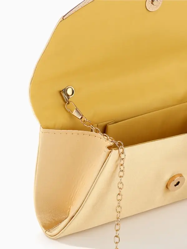 Сумка-клатч женская вечерняя на магните, на золотистой цепочке, однотонная, бежевая