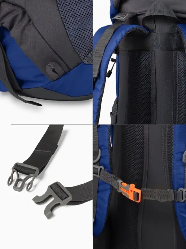 Рюкзак тур 65+5л, 30*20*53, отдел на шнурке, 5нар+2вн кармана, цвет синий