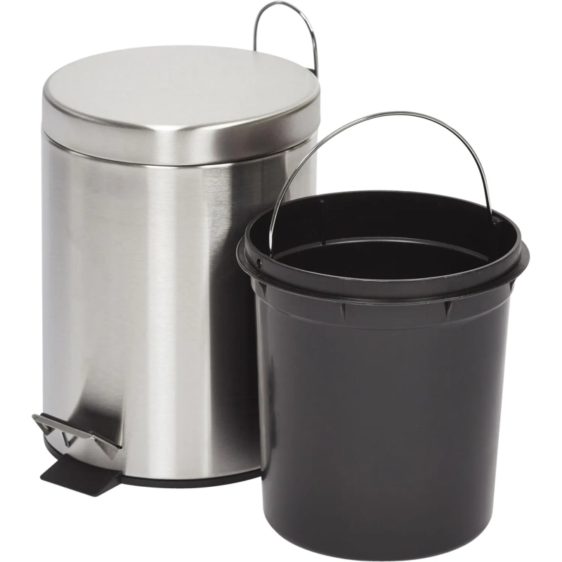 Ведро мусорное с педалью и доводчиком Luscan 5л, матовое, нерж сталь