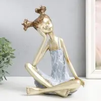 Фигурка полистоун &laquo;Малышка с двумя хвостиками&raquo;, бело-золотой, 21&times;13.5&times;26 см