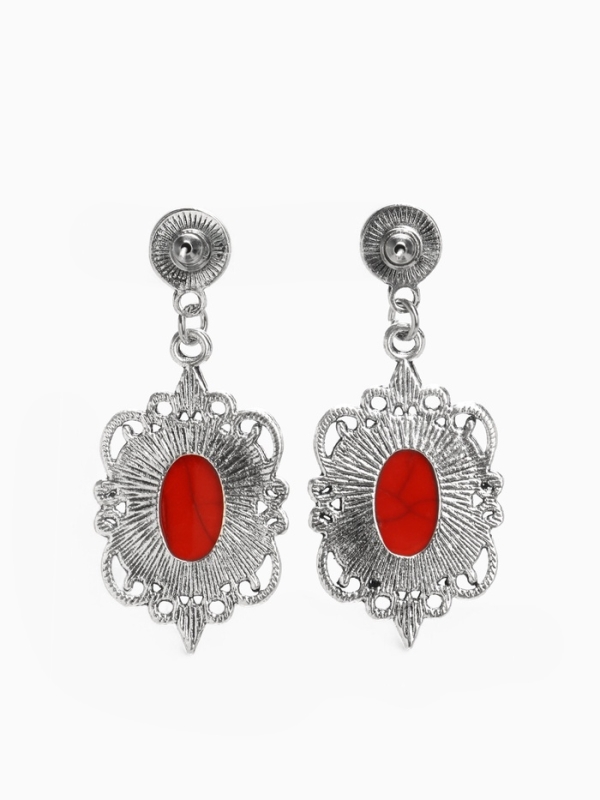 Серьги «Капля» винтаж, красные в чернённом серебре Серьги «Капля» винтаж, красные в чернённом серебре