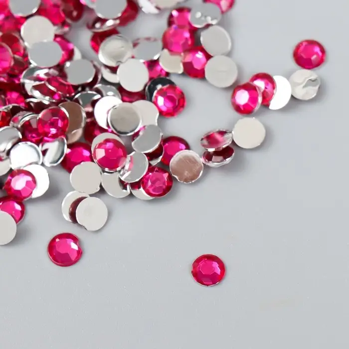 Декор для творчества в бутылочке "Стразы. Фуксия" набор 500 шт d=0,5 см 7х2х2 см