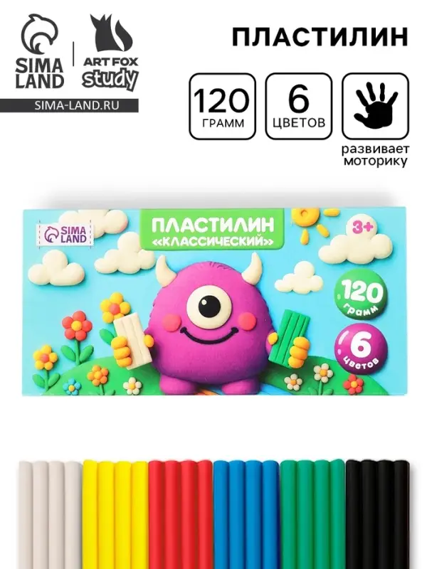 Пластилин 6 цветов, 120 г Буки Бяки