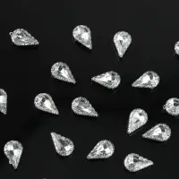 Стразы пришивные «Капля», в ажурной оправе, 8×13 мм, 20 шт., белые