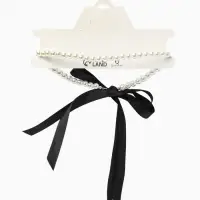 Бусы &laquo;Бантик&raquo;, жемчужины с завязкой, L= 40 см, черный, белый