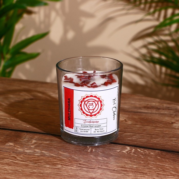 Свеча соевая  Свеча соевая "7 чакр" с кристаллами, 200 гр, Муладхара