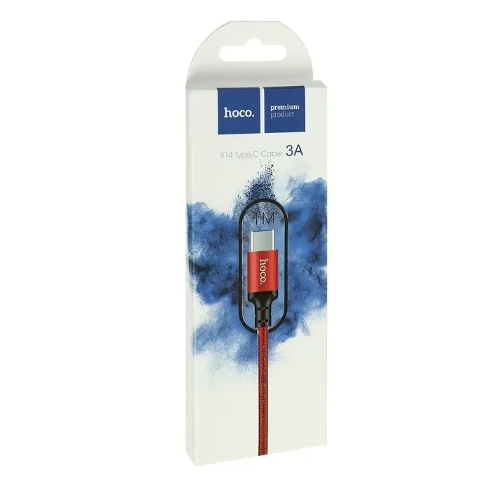 Кабель Hoco X14 Times Speed, Type-С - USB, 3 А, 1 м, черно-красный