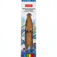 Карандаши 6цв, Hatber, заточ, трехгр,  коробка, европодвес 63836