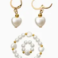 Набор детских украшений &laquo;Выбражулька. Стиль в сердце&raquo; 4 предмета: клипсы, кольцо, бусы, браслет, белый в золоте