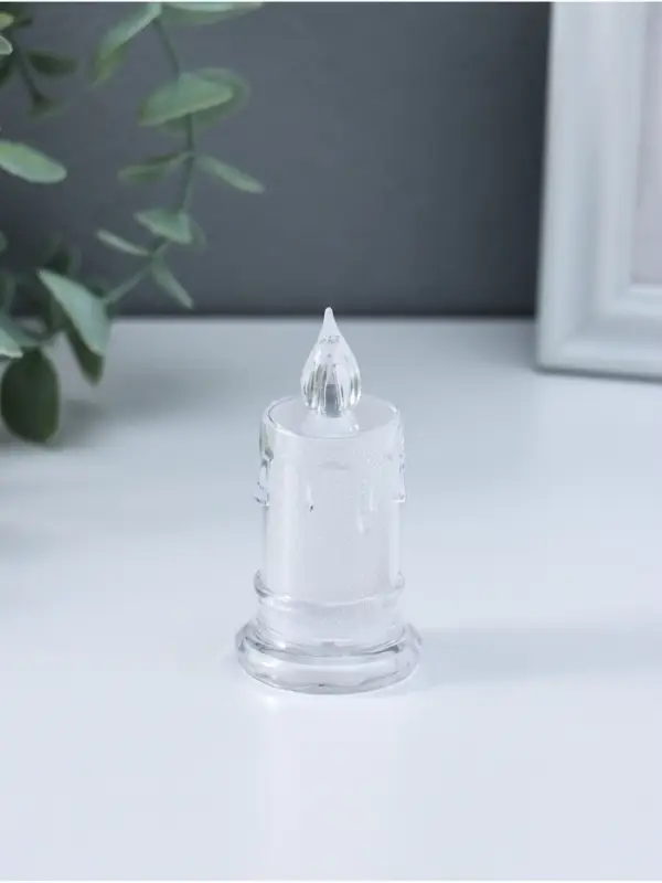 Светодиодная свеча LED - ночник RISALUX &laquo;С подтёками&raquo;, 3&times;LR41, прозрачный, 3.5&times;3.5&times;7.2 см