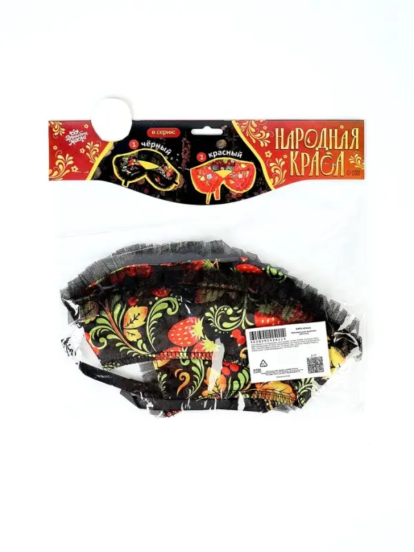 Карнавальный воротник "Народная краса" цвет чёрный