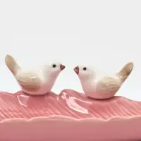 Блюдо сервировочное &laquo;Птички на листочке&raquo;, 21&times;8&times;5 см, керамика, розовое
