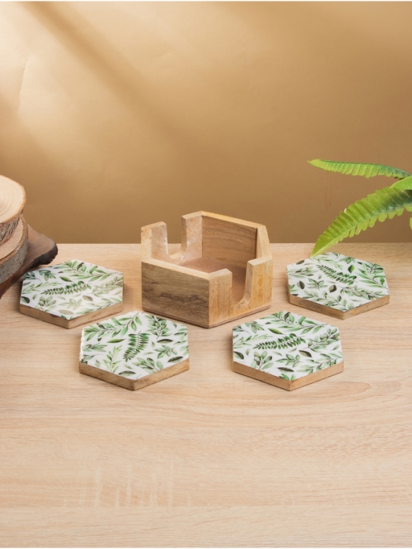 Подставка под горячее (набор 4 шт)  Подставка под горячее (набор 4 шт) "Оливковая ветвь" дерево манго 15х13х5 см