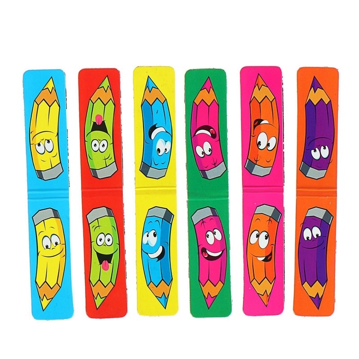 Набор закладок магнитных 6 штук "Веселый карандаш", Calligrata, ассорти