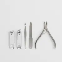 Набор маникюрный, 5 предметов, в металлическом футляре, серебристый