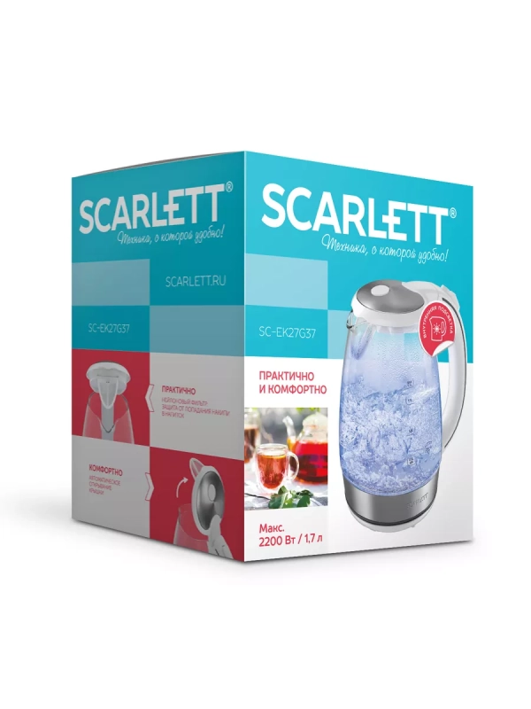 Чайник электрический стеклянный с подсветкой SC-EK27G37 1,7л Чайник электрический стеклянный с подсветкой SC-EK27G37 1,7л