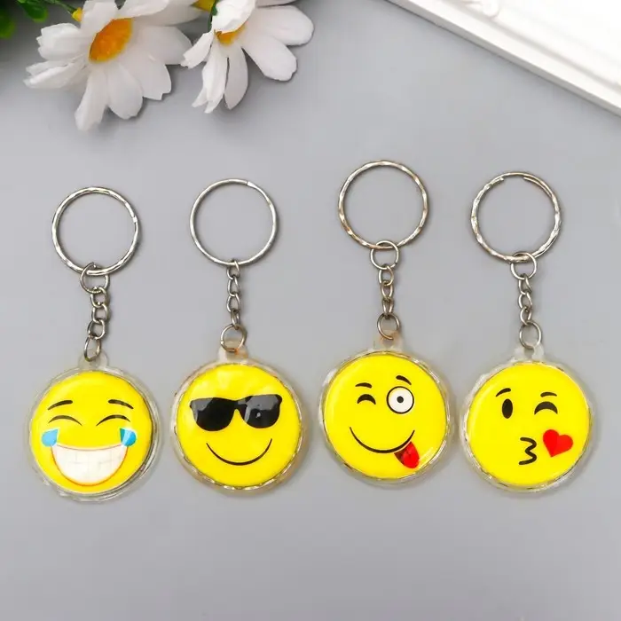 Брелок для ключей на кольце «Смайлики», пластик, 4.5×4.5 см, МИКС